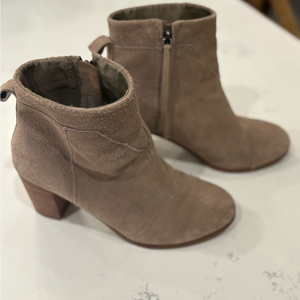 Toms Taupe Suede Ankle Booties